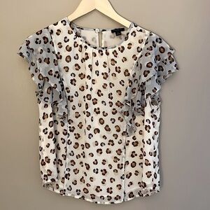 Ann Taylor Sleeveless Ruffled Blouse Petite Small‎